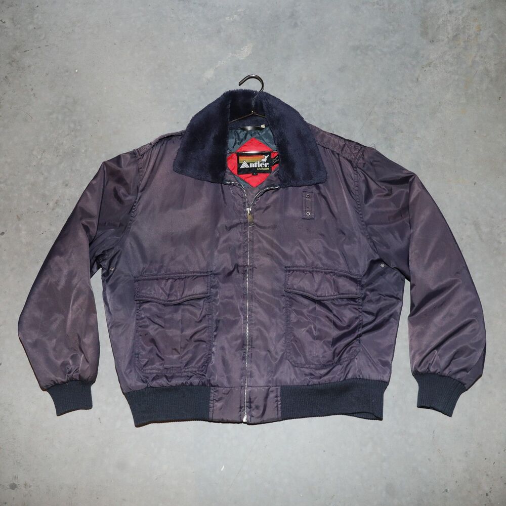 Vintage 80s Antler Bomber Jacket Shearling Mens Insulated Jacket Size Large